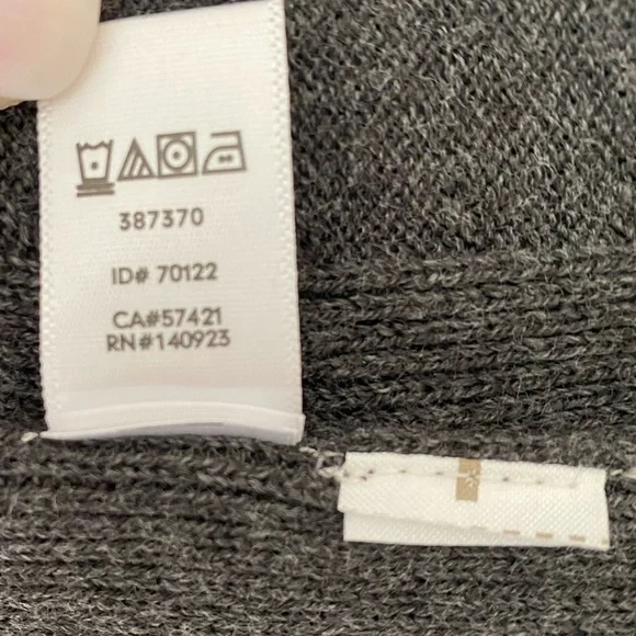 LOFT Sweater Knit Soft Grey & Charcoal Colorblock Poncho One Size - Picture 12 of 12